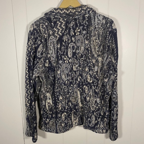 Laura Ashley Women's XL Textured Paisley Mixed Media Blazer Boho Lagenlook - Picture 7 of 14